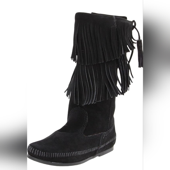Calf Hi 2-Layer Fringe Boot by Minnetonka - Picture 1 of 3